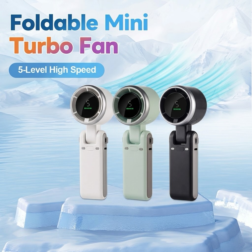 Foldable Mini Turbo Fan - 5-Level High Speed Portable Handheld Fan